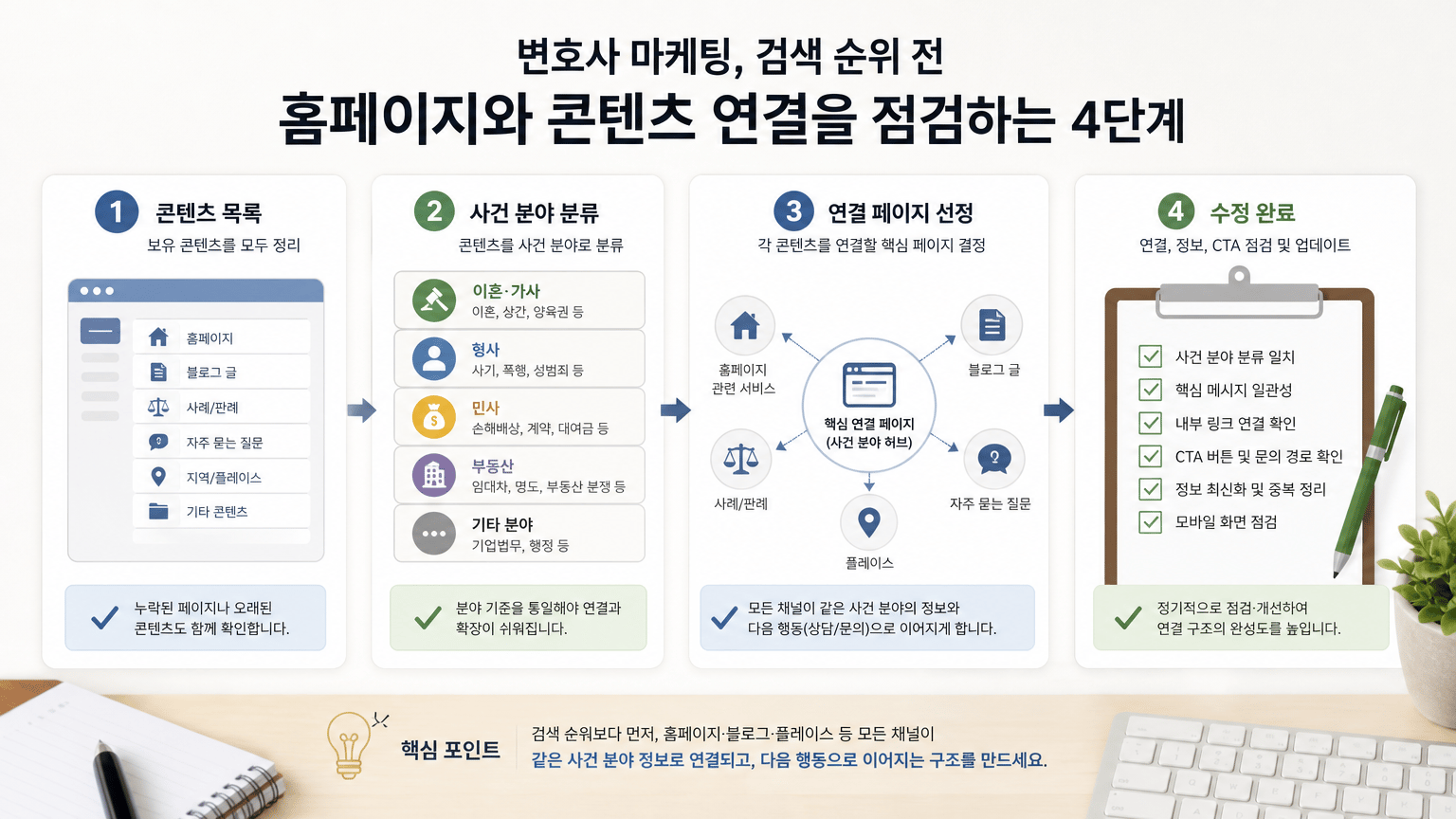 변호사 마케팅, 검색 순위 전 홈페이지와 콘텐츠 연결을 점검하는 법